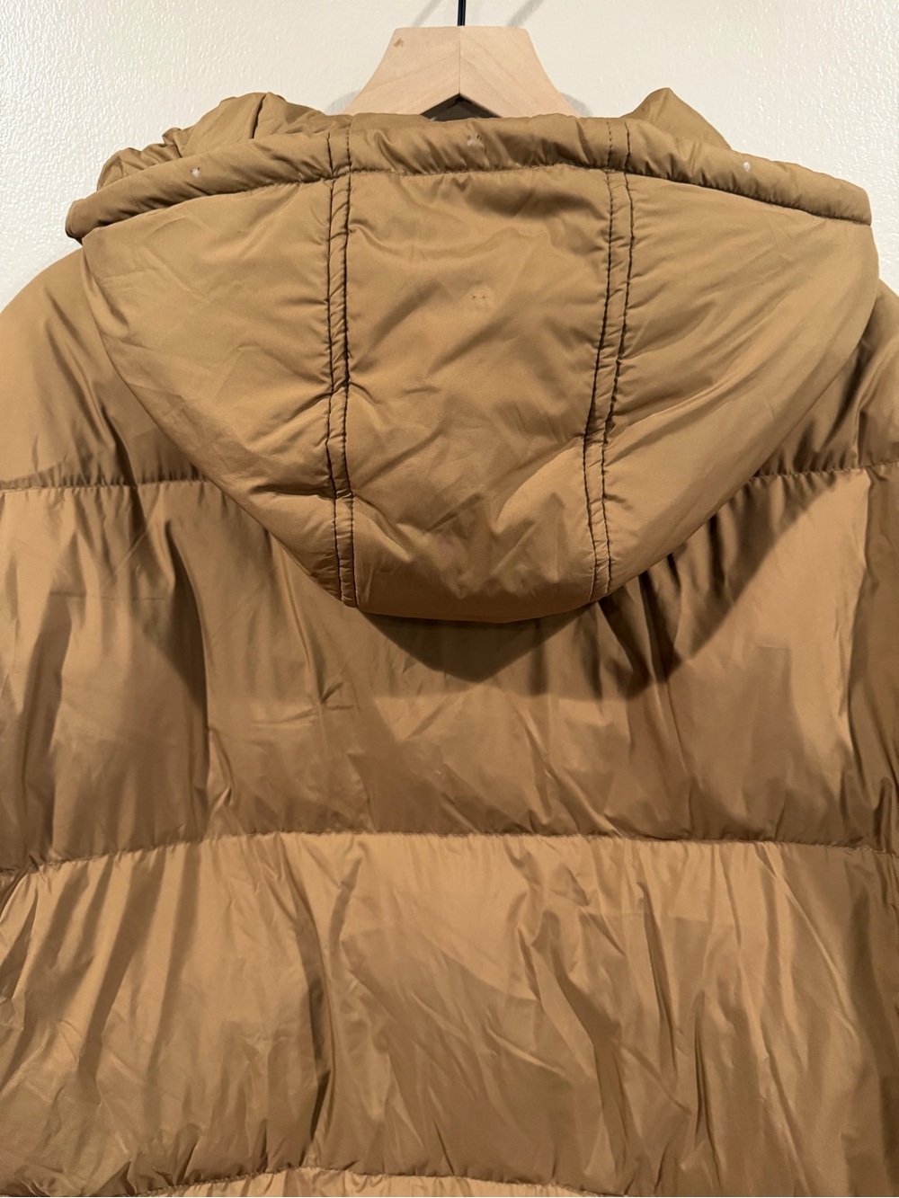 NWOT Duck Down Camel Long Hooded Puffer Coat Size - Medium - Picture 8 of 10